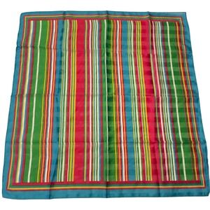 Kathie Lee Made in Italy Multi Color Striped Square Scarf Pink Green Blue Y2K